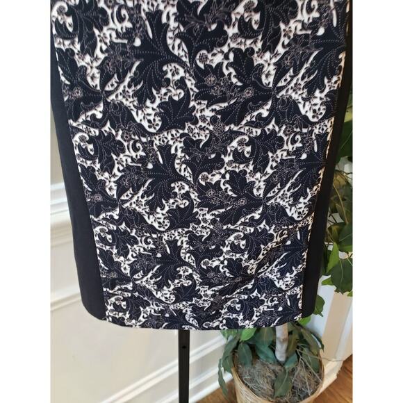Club Monaco Shift Dress Women's 4 Black Floral Back Zip Long Sleeve Crew Neck - Picture 9 of 10